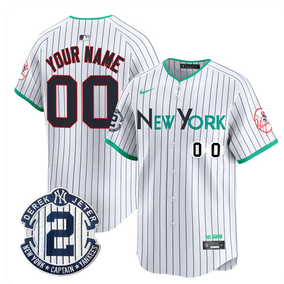 Men's New York Yankees ACTIVE PLAYER Custom White City Connect 2 Retirement Patch Vapor Limited Stitched Baseball Jersey